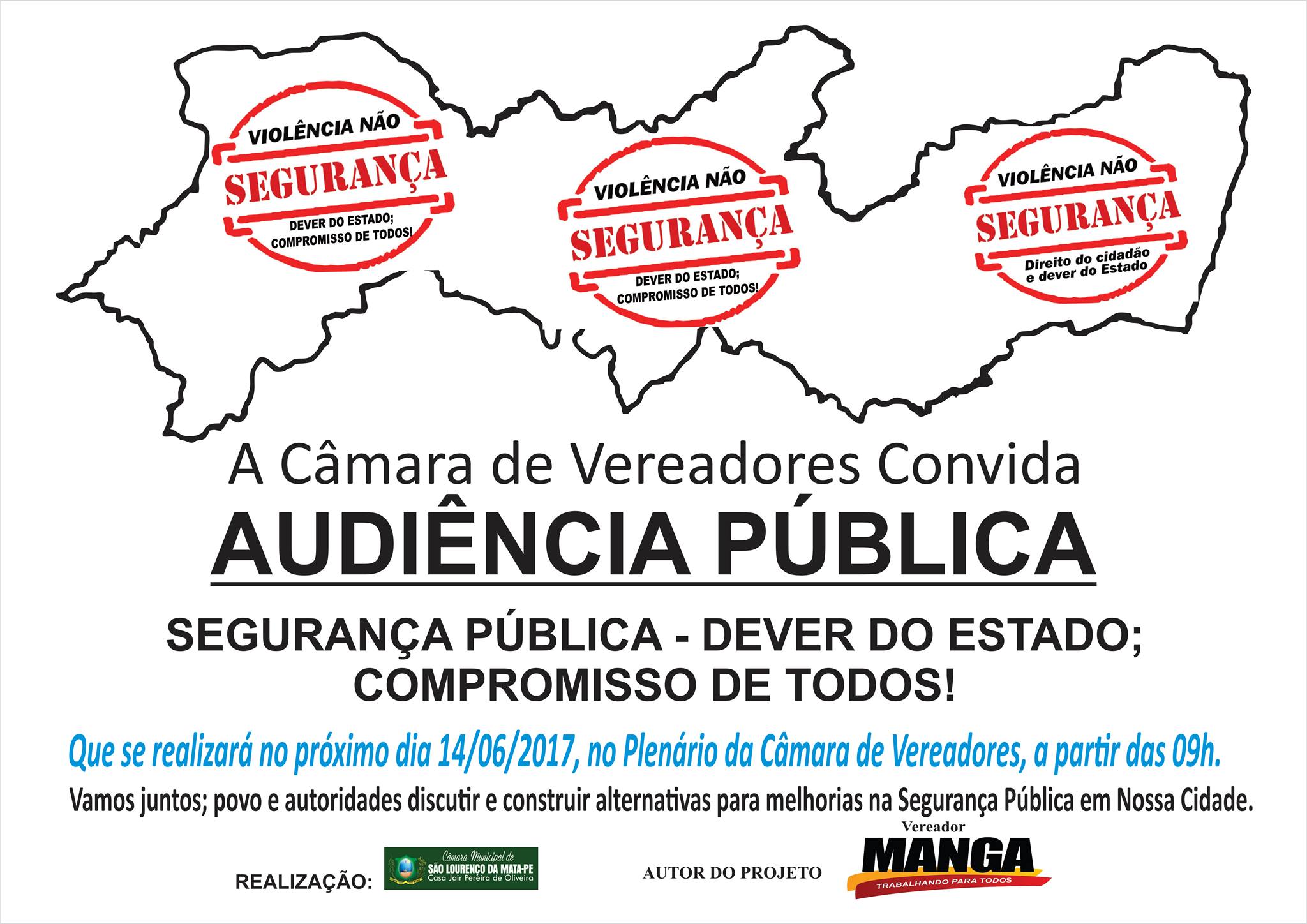 Segurança é tema de audiência pública na próxima quarta-feira (14)